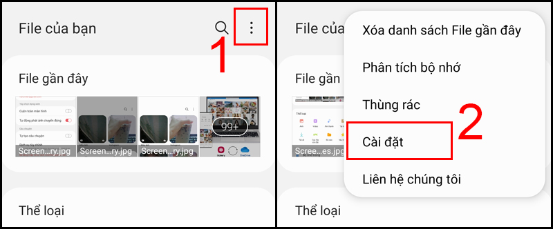 Mở cài đặt File của bạn